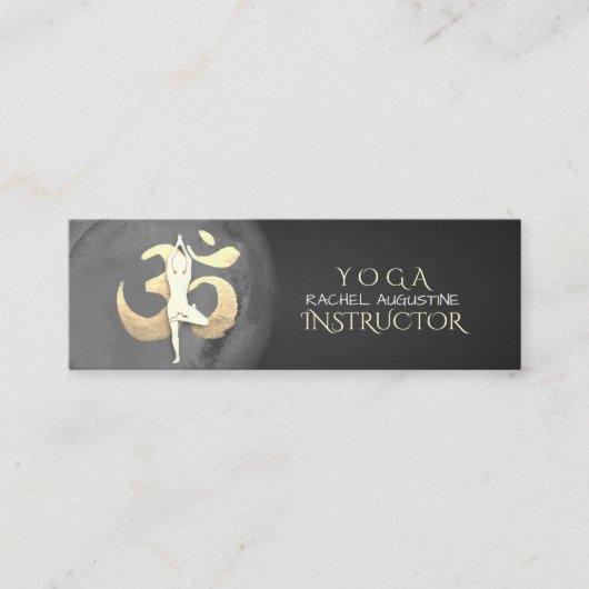 Yoga Meditation Pose OM-symbool Modern Black & Gol Mini Visitekaartje (Voorkant)