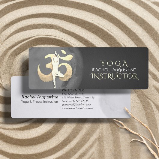 Yoga Meditation Pose OM-symbool Modern Black & Gol Mini Visitekaartje