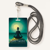 Yoga Meditation Pose on Rock Full Moon Stars Night Badge (Voorkant met draagriem)