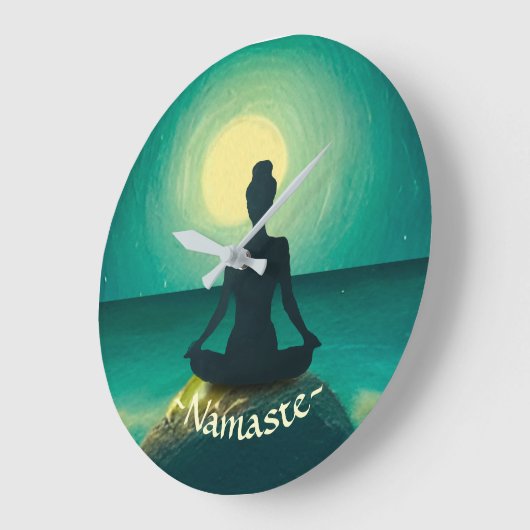 Yoga Meditation Pose on Rock Full Moon Stars Night Grote Klok (Hoek)