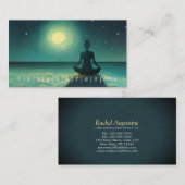 Yoga Meditation Pose on Rock Full Moon Stars Night Klantenkaartje (Voorkant / Achterkant)