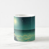 Yoga Meditation Pose on Rock Full Moon Stars Night Koffiemok (Center)