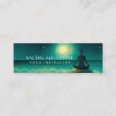 Yoga Meditation Pose on Rock Full Moon Stars Night Mini Visitekaartje (Voorkant)