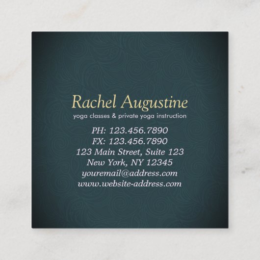 Yoga Meditation Pose on Rock Full Moon Stars Night Vierkante Visitekaartje (Achterkant)