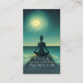 Yoga Meditation Pose on Rock Full Moon Stars Night Visitekaartje (Voorkant)