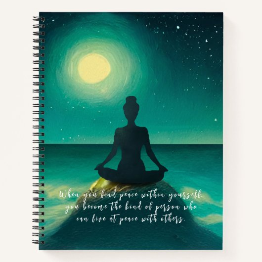 Yoga Meditation Pose on Rock Moon Star Quote Notitieboek (Voorkant)