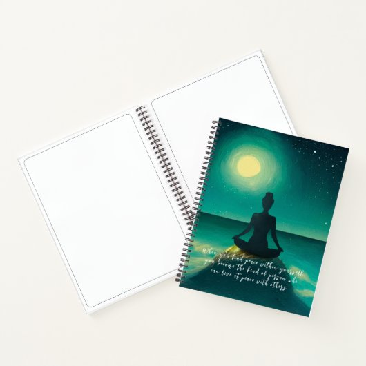Yoga Meditation Pose on Rock Moon Star Quote Notitieboek (Binnen)