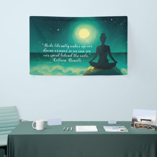Yoga Meditation Pose on Rock Moon Star Quote Spandoek (Beurs)