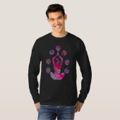 Yoga Meditation Pose with Spirals in Red and Pink T-shirt (Voorkant volledig)