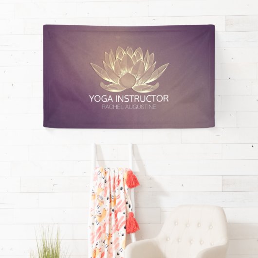 YOGA Meditation Reiki Instructeur Paars Gold Lotus Spandoek (Insitu)