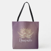 YOGA Meditation Reiki Instructeur Paars Gold Lotus Tote Bag (Voorkant)