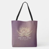 YOGA Meditation Reiki Instructeur Paars Gold Lotus Tote Bag (Achterkant)