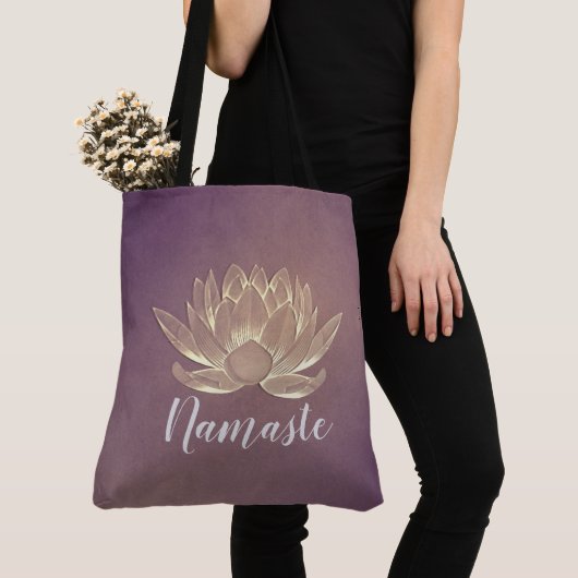 YOGA Meditation Reiki Instructeur Paars Gold Lotus Tote Bag (Dichtbij)