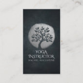 Yoga Meditation Reiki Instructor Black Silver Tree Afsprakenkaartje (Voorkant)