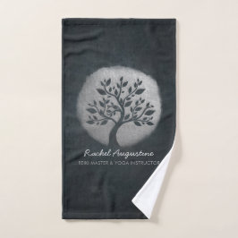 Yoga Meditation Reiki Instructor Black Silver Tree Bad Handdoek