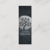 Yoga Meditation Reiki Instructor Black Silver Tree Mini Visitekaartje (Voorkant)