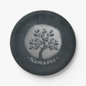 Yoga Meditation Reiki Instructor Black Silver Tree Papieren Bordje (Voorkant)