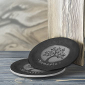 Yoga Meditation Reiki Instructor Black Silver Tree Papieren Bordje