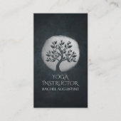 Yoga Meditation Reiki Instructor Black Silver Tree Visitekaartje (Voorkant)