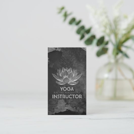 YOGA Meditation Reiki Instructor Black White Lotus Afsprakenkaartje (Staand voorkant)