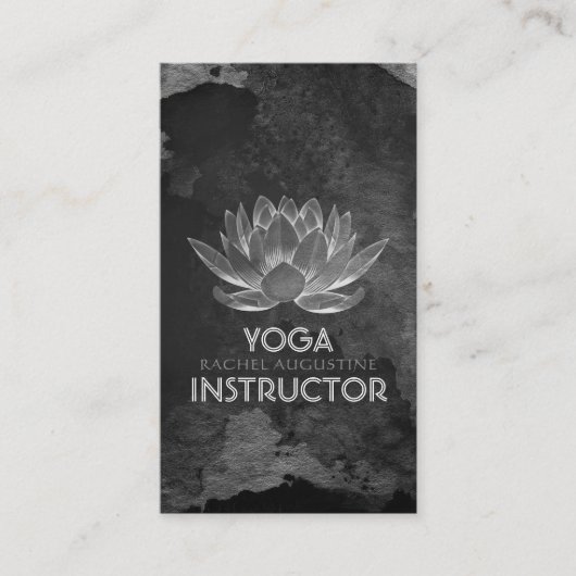 YOGA Meditation Reiki Instructor Black White Lotus Afsprakenkaartje (Voorkant)