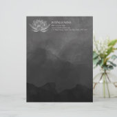 YOGA Meditation Reiki Instructor Black White Lotus Briefhoofd (Staand voorkant)