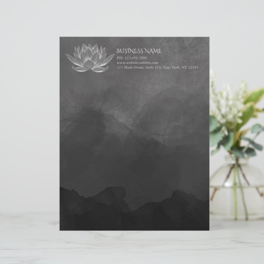 YOGA Meditation Reiki Instructor Black White Lotus Briefhoofd (Staand voorkant)
