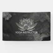 YOGA Meditation Reiki Instructor Black White Lotus Spandoek (Horizontaal)