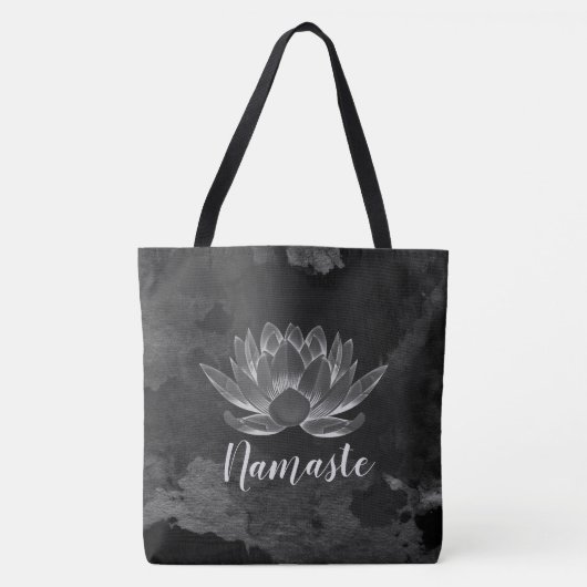 YOGA Meditation Reiki Instructor Black White Lotus Tote Bag (Voorkant)