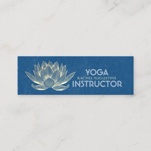 YOGA Meditation Reiki Instructor Blue en Gold Lotu Mini Visitekaartje (Voorkant)