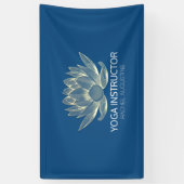 YOGA Meditation Reiki Instructor Blue en Gold Lotu Spandoek (Verticaal)