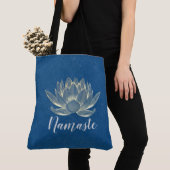 YOGA Meditation Reiki Instructor Blue en Gold Lotu Tote Bag (Dichtbij)