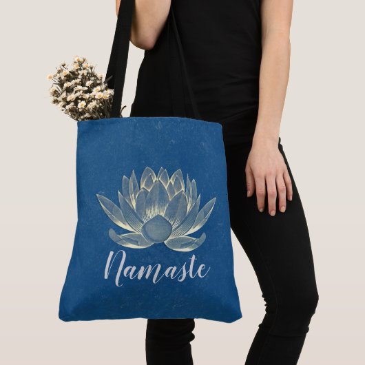 YOGA Meditation Reiki Instructor Blue en Gold Lotu Tote Bag (Dichtbij)