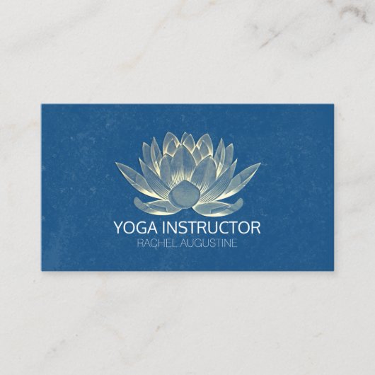 YOGA Meditation Reiki Instructor Blue en Gold Lotu Visitekaartje (Voorkant)