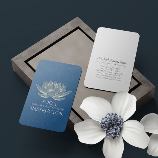 YOGA Meditation Reiki Instructor Blue en Gold Lotu Visitekaartje