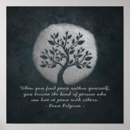 Yoga Meditation Reiki Instructor Silver Tree Quote Poster