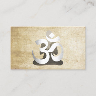 Yoga & Meditation Silver Om Symbol Visitekaartje