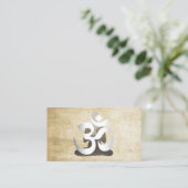 Yoga & Meditation Silver Om Symbol  Visitekaartje (Staand voorkant)