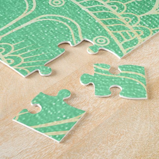 Yoga Meditation Teacher Green Gold Mandala Quotes Legpuzzel (Zijkant)