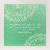 Yoga Meditation Teacher Green Gold Mandala Quotes Legpuzzel (Verticaal)