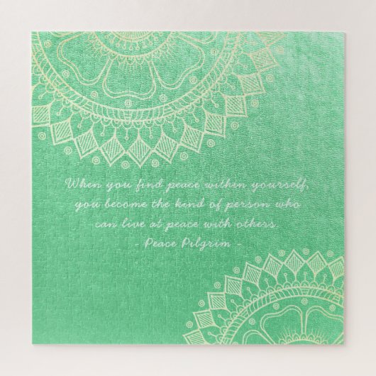 Yoga Meditation Teacher Green Gold Mandala Quotes Legpuzzel (Verticaal)