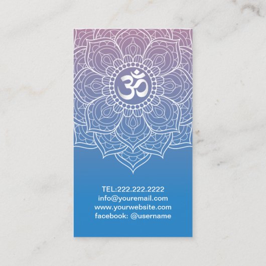 Yoga & Meditation Teacher Mandala Namaste Om Sign Visitekaartje (Achterkant)