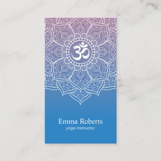 Yoga & Meditation Teacher Mandala Namaste Om Sign Visitekaartje (Voorkant)