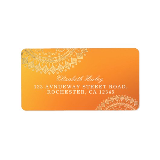 Yoga Meditation Teacher Modern Oranje Gold Mandala Etiket (Voorkant)