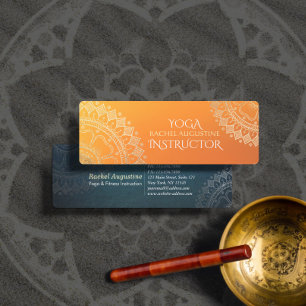 Yoga Meditation Teacher Modern Oranje Gold Mandala Mini Visitekaartje