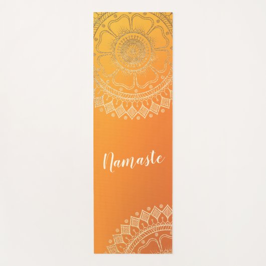 Yoga Meditation Teacher Modern Oranje Gold Mandala Yogamat (Voorkant)