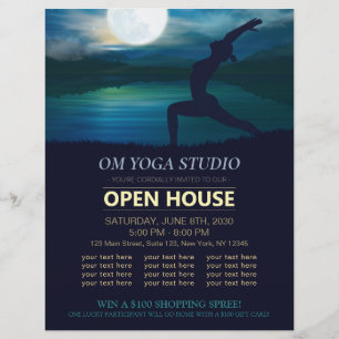 Yoga Meditation Teacher Moon Salutation Open House Flyer