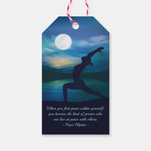 Yoga Meditation Teacher Moon Salutation Pose Quote Cadeaulabel (Voorkant)