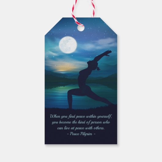 Yoga Meditation Teacher Moon Salutation Pose Quote Cadeaulabel (Achterkant)