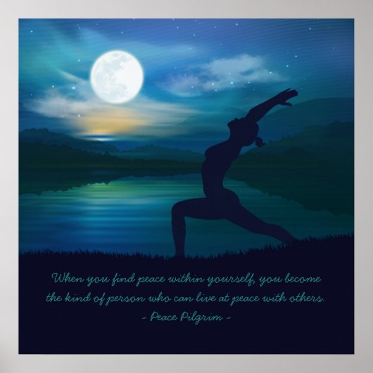 Yoga Meditation Teacher Moon Salutation Pose Quote Poster (Voorkant)